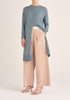 Paisie Contrasting Wide Leg Trousers in Beige